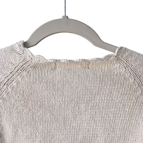 CELINA YANG fisherman knit sweater with lace cuff details & stitched floral Sz S - Picture 12 of 13